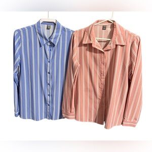 Bundle of 2 Women’s SHEIN Striped Button-Up Long Sleeved Shirts